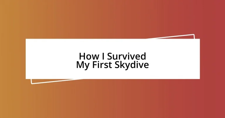 How I Survived My First Skydive