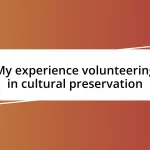 My experience volunteering in cultural preservation