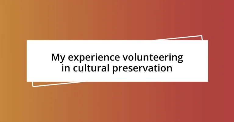 My experience volunteering in cultural preservation