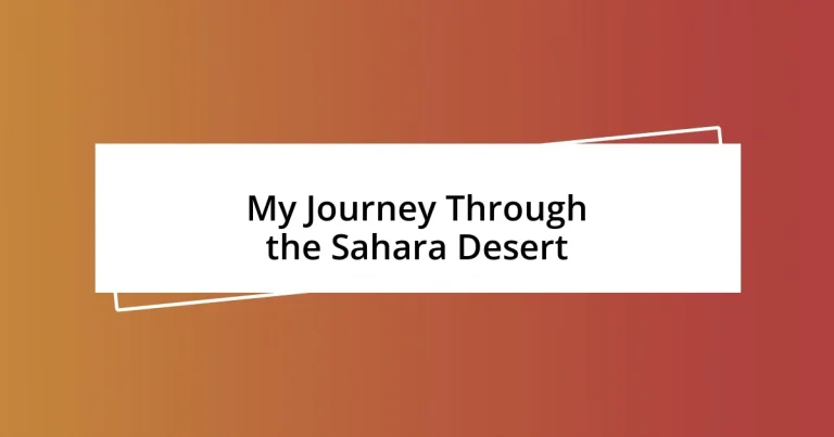 My Journey Through the Sahara Desert