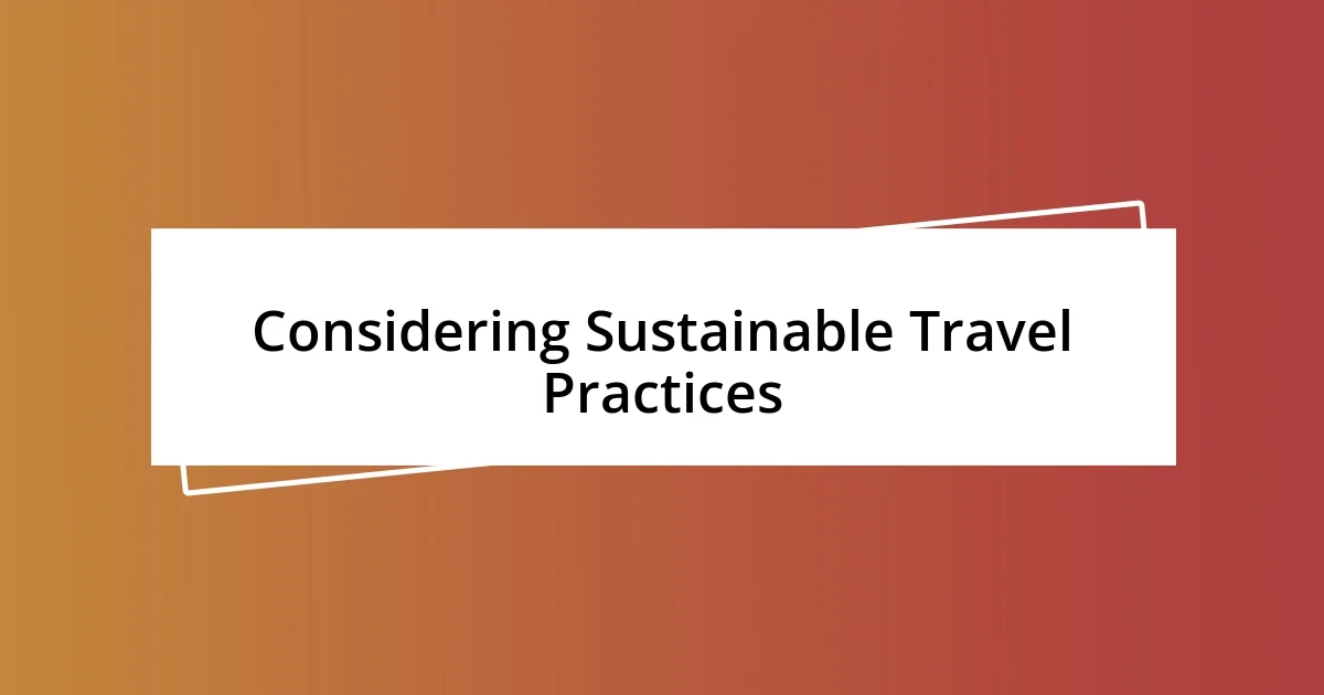 Considering Sustainable Travel Practices