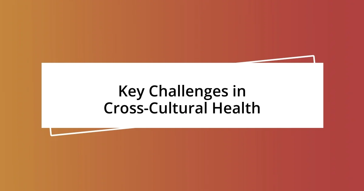 Key Challenges in Cross-Cultural Health