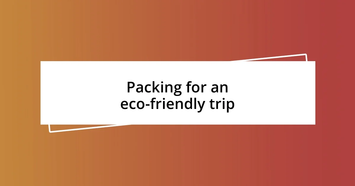 Packing for an eco-friendly trip