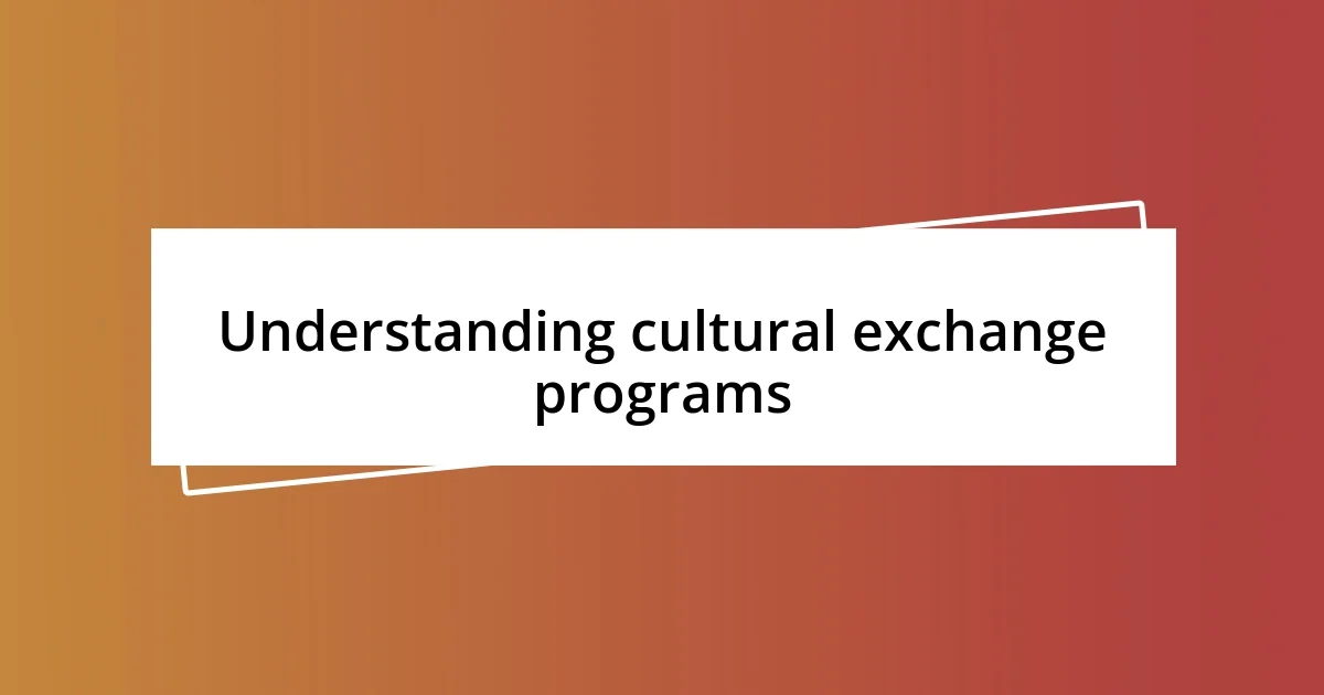 Understanding cultural exchange programs